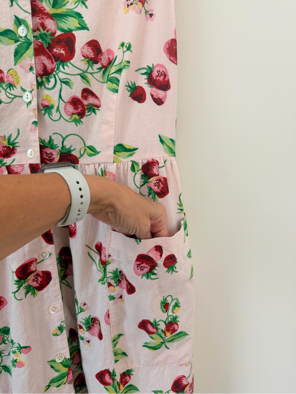 April Cornell Strawberry Porch Dress Modern Prairie Cottagecore pockets Size XL - Picture 7 of 15